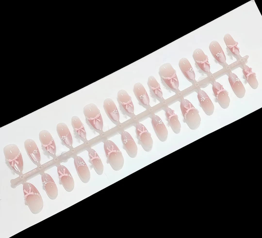 Pålimbare negler, katteøye-glitter, medium oval, 30 stykker