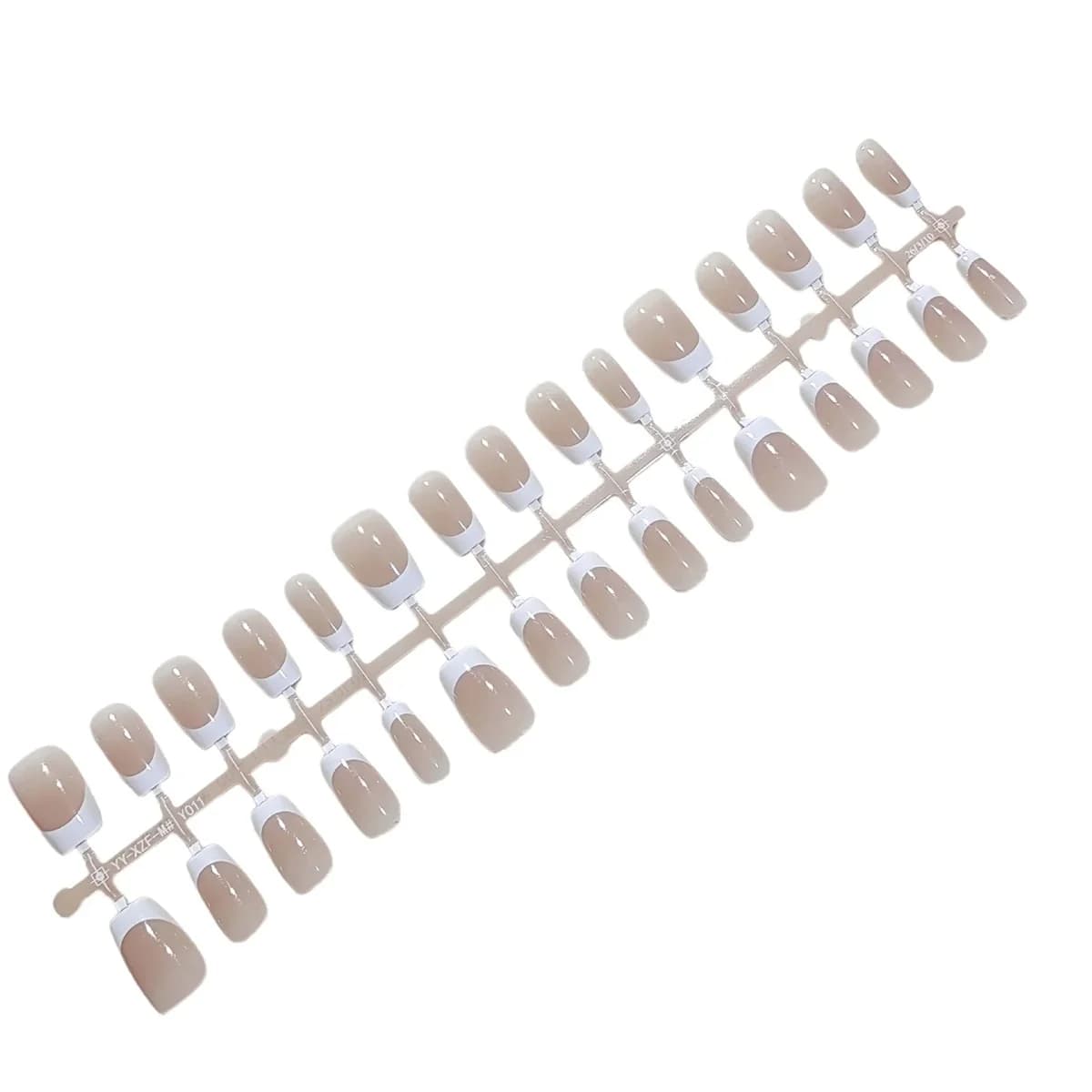 Korte Franske Tips Trykk-på Negler Naturlig Naken Look Hverdagsbruk