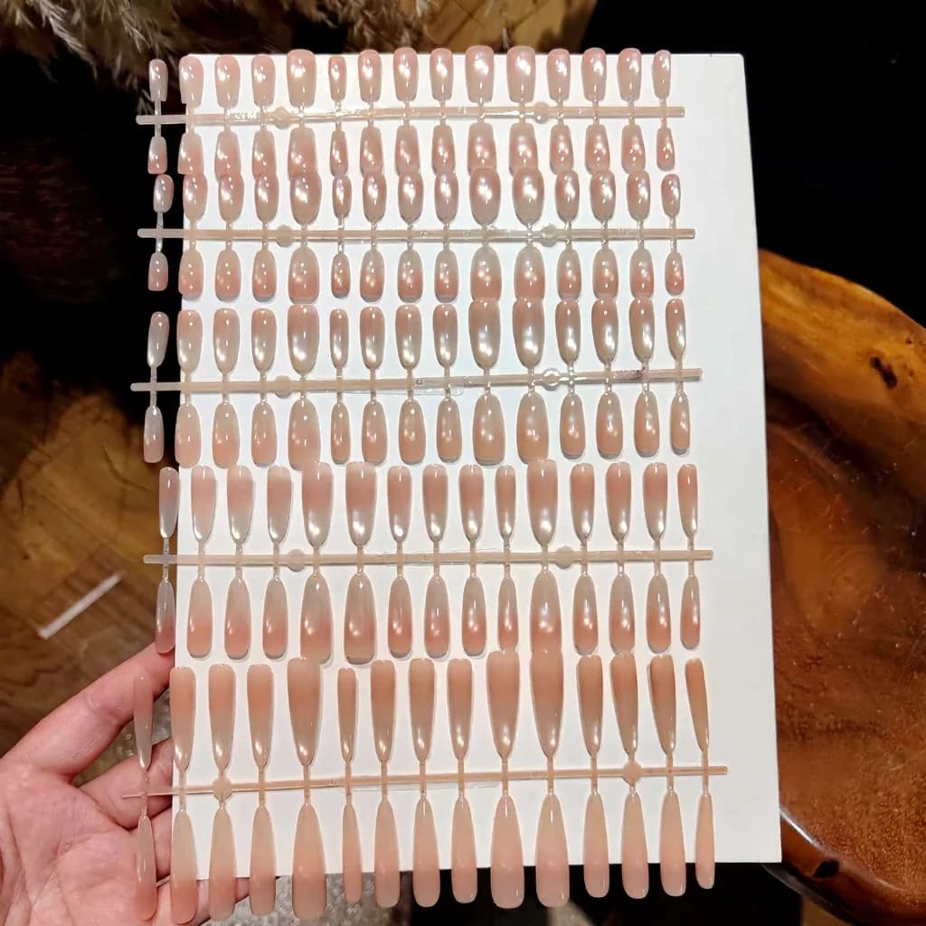 Cat Eye Glassperle Press-on Negler, Forhåndslimte Kunstige Neglespisser