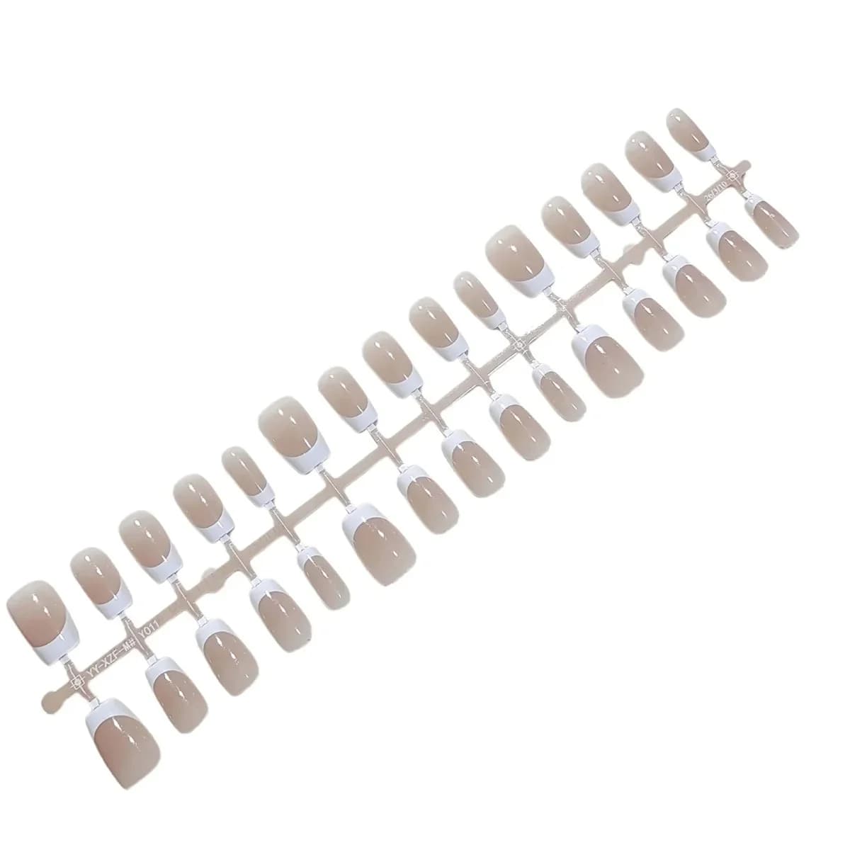 Korte Franske Tupper Trykk-on Negler Naturlig Naken Look Daglig Bruk