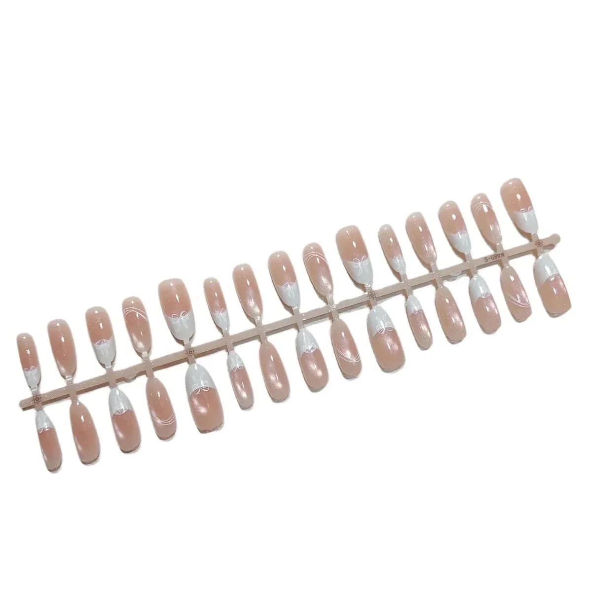 Melkehvit Cat Eye Lim På Negler, Medium Oval Form, 30 stk